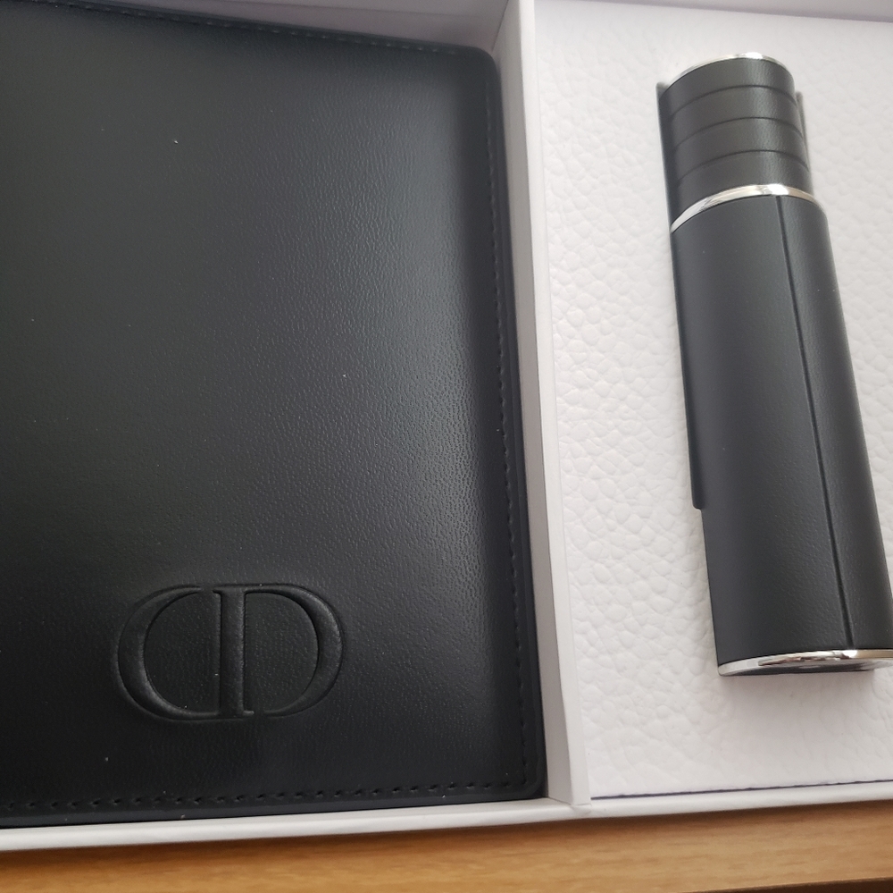Dior Leather Passport Holder and Travel Spray Case, NIB